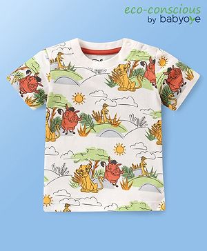 Babyoye Disney Cotton Half Sleeves T-Shirt With The Lion King Graphics - Off White