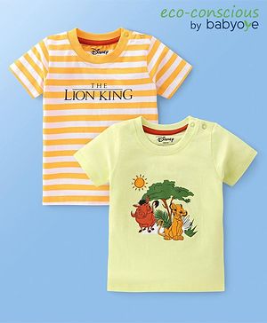 Babyoye Disney Cotton Half Sleeves T-Shirt With Lion King Graphics Pack of 2 - Multicolour