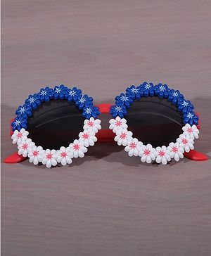 Dukiekooky  Kids Round Sunglasses-Blue & White