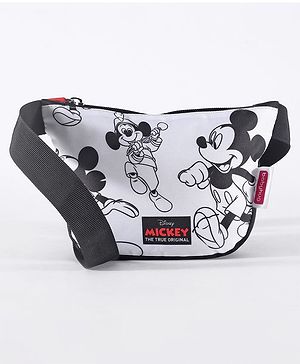 Babyhug Disney Spacious Waist Bag With Mickey Mouse Print - Black & White