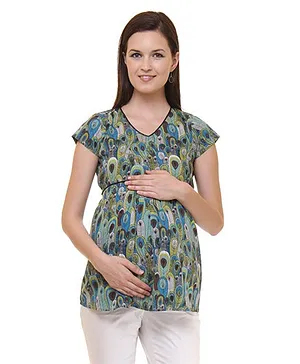 L PATTERN Womens Maternity Tops Plus Sizes Short & Long Sleeve Round Neck Side Ruching Shirt 