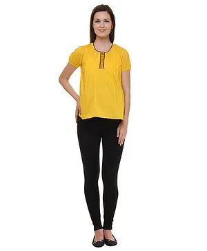 Preggear Half Sleeves Maternity Top Solid Color - Yellow