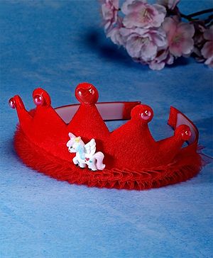 Stol'n Crown Detailed Unicorn Embellished Hair Band - Red