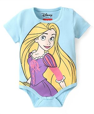 Babyhug Disney Interlock Knit Half Sleeves Disney Princess Graphics Oneise - Blue