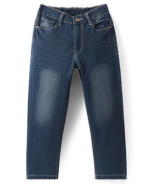 Pine Kids Woven Full Length Solid Denim Jeans - Navy Blue