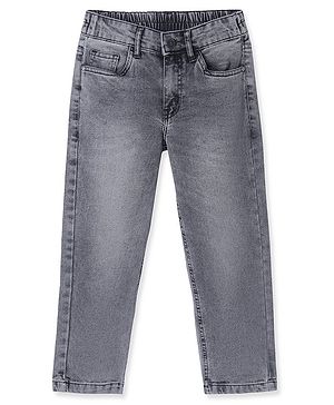 Pine Kids Woven Full Length Solid Denim Jeans - Grey