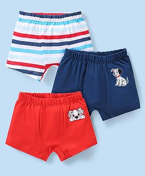 Babyhug Disney Single Jersey Knit  Briefs with Striped &  101 Dalmatians  Graphics Pack of 3 - Multicolour
