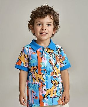 Babyhug Disney Cotton Knit Half Sleeves T-Shirt with The Lion King Graphics - Multicolour