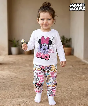 Babyhug Disney Single Jersey Cotton
                              Knit Full Sleeves Night Suit With Minnie
                              Mouse Graphics & Glitter Bow Detailing
                              - Multicolour