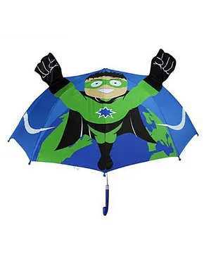 Abracadabra 3D Pop-up Umbrella Super Hero Theme - Blue Green