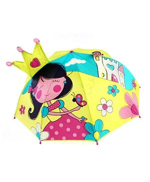 Abracadabra 3D Pop-up Umbrella Fairy Castle Print - Green Yellow