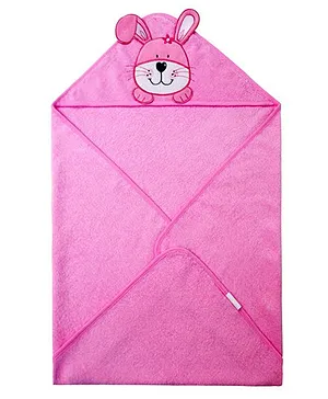 Abracadabra Hooded Towel Bunny Face Embroidery - Pink
