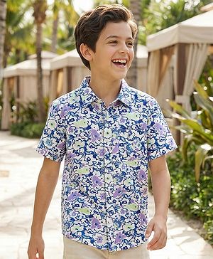 Pine Kids Viscose Woven Half Sleeves Shirt Print - Multicolor