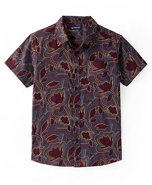 Pine Kids Viscose Woven Half Sleeves Printed Shirt - Multicolor