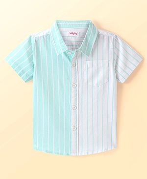 Babyhug Cotton Half Sleeves Striped Shirt - Green