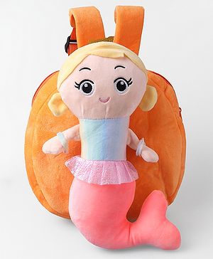 Babyhug Fashion Backpacks Mermaid Applique - Orange