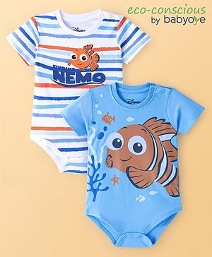 Babyoye Disney Interlock Knit Half Sleeves  Onesies with Nemo Graphics Pack of 2 - Multicolour