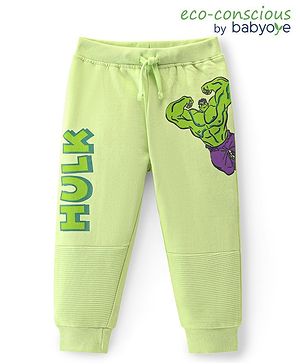 Babyoye Marvel Cotton Knit Full Length Lounge Pant with Hulk Print - Green