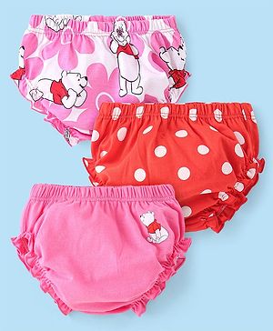 Babyhug Disney Interlock Knit Panties with Polka Dot & Winnie The Pooh Graphics Pack of 3  - Multicolour