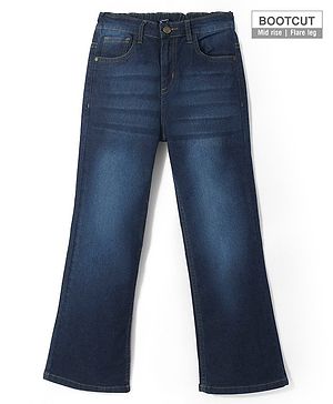 Pine Kids Cotton Rich Full Length Stretchable Denim with Adjustable waist band - BLUE