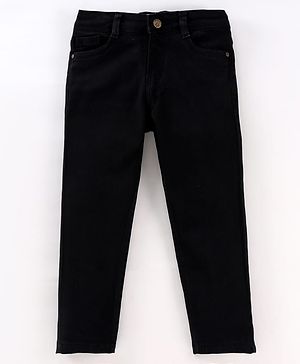 Pine Kids Denim Woven Full Length Washed Jeans - Black
