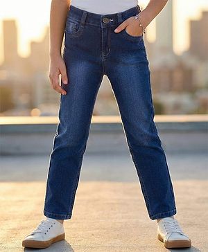 Pine Kids Denim Woven Full Length Solid Color Jeans - Navy Blue