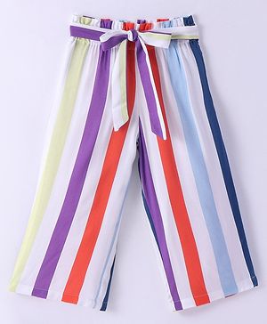 CrayonFlakes Striped Plazzo - Offwhite