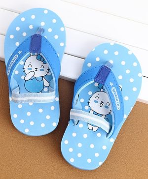 Cute Walk by Babyhug Flip Flops With Back Strap Bunny Print - Blue