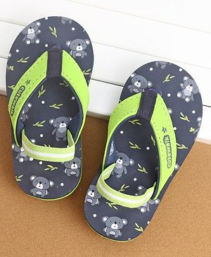 Cute Walk by Babyhug Flip Flops With Back Straps Koala Print - Navy Blue Green
