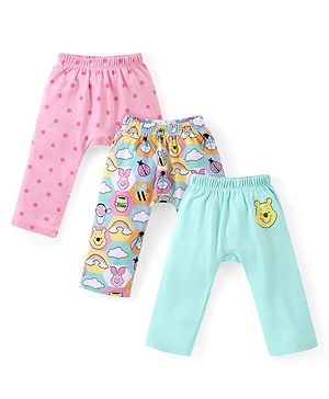 Babyhug Disney Cotton Knit Full Length Leggings with Winnie the Pooh Graphics Pack of 3 - Multicolour