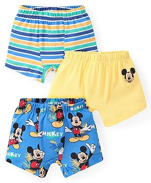 Babyhug Disney Single Jersey Briefs With Mickey Mouse Graphics Pack of 3 - Multicolour