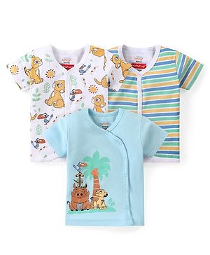 Babyhug Disney Cotton Half Sleeves Jhablas With Stripes & Lion King Graphics Pack of 3 - Multicolour