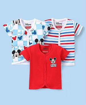 Babyhug Disney Cotton Half Sleeves Jhablas with Mickey Mouse Graphics Pack of 3 - Multicolour