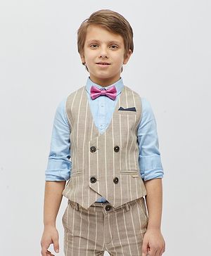 One Friday Sleeveless Striped Waistcoat - Beige