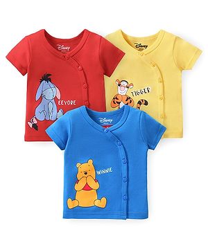 Babyhug Disney Cotton Knit Half Sleeves Jhabla with Winnie The Pooh Graphics Pack of 3 - Multicolour