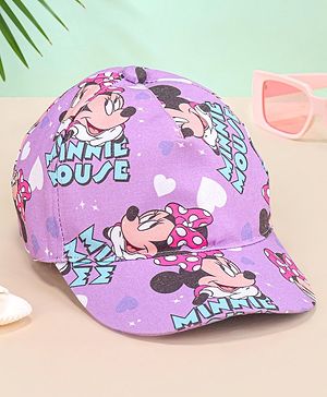 Babyhug Disney Summer Cap With Minnie Mouse Graphics - Purple