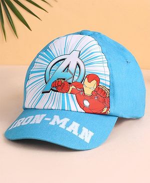 Babyhug Marvel  Summer Cap With Avengers Graphics - Blue