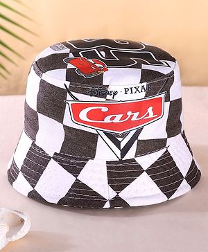 Babyhug Disney Summer Cap With Cars Graphics - White & Black