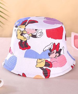 Babyhug Disney Summer Cap With Minnie Mouse All Over Print - White