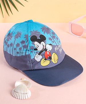 Babyhug Disney  Summer Cap With Mickey Mouse Graphics - Navy Blue