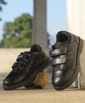 LIBERTY Glossy Finish Velcro Closure School Shoes - Black