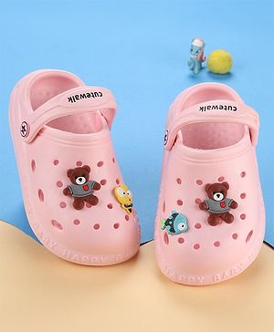 Cute Walk by Babyhug Slip On Clogs With Back Strap Closure & Appliques - Pink