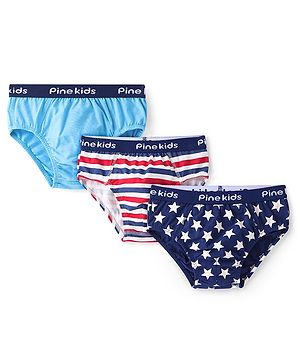 Pine Kids Cotton Lycra Knit Briefs Pack of 3 (Color & Print May Vary)