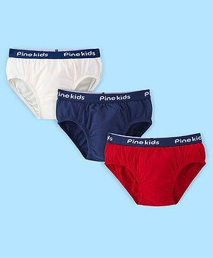 Pine Kids Cotton Lycra Knit Briefs Solid Colour Pack of 3 - Colour May Vary