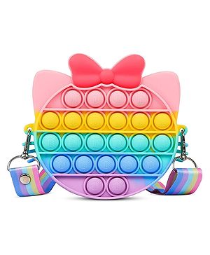 PLUSPOINT Kitty Shape Pop Purse Pop Purse for Girl and Women Pop Bag with Unicorn Pop Toy, Shoulder Bag Fidget Toys Pop Fidget Backpack Toy Silicone Bag Pop for Girls(Kitty Pouch)