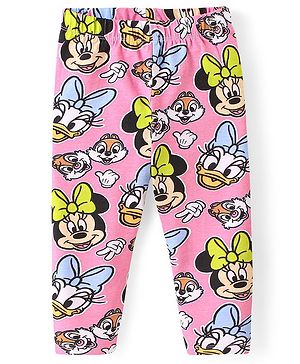 Babyhug Disney Cotton Knit Full Length Leggings Minnie Mouse Print - Pink