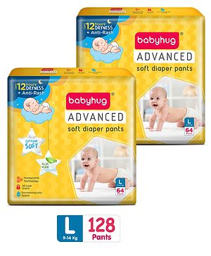 Babyhug Advanced Pant Style Diapers Large Pack of 2 - 64 Pieces Each
