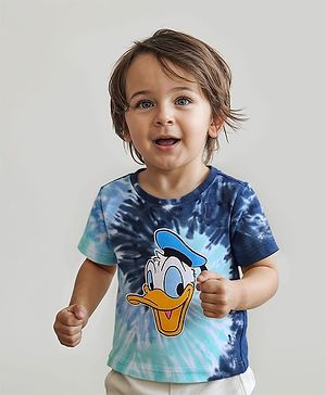 Babyhug Disney  Cotton Knit  Half Sleeves T-Shirt Donald Duck Print - Blue