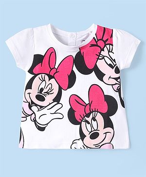 Babyhug Disney Half Sleeves Top with Minnie Mouse Graphics- White