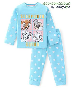 Babyoye Disney 100% Cotton Knit Full Sleeve Night Suit with 101 Dalmatians Graphics- Blue